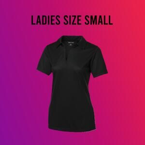 Ladies Athletic Black Sport-Tek Sport-Wick Active Polo Shirt Top Size Small